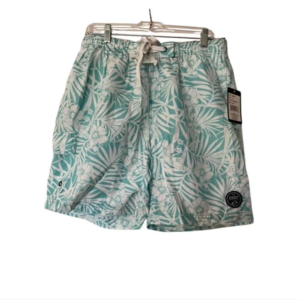 Exist White Light Blue Swim Wear Trunks For Men XL NEW